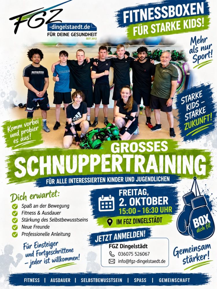 Grosses SCHNUPPERTRAINING - BOX DICH FIT für Kinder / Jugendliche 
